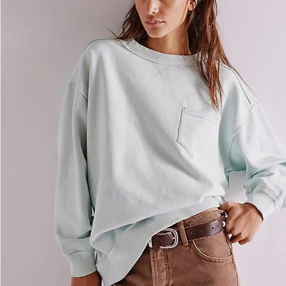 NWT Free People - We The Free ~ Wallace Pullover ~ Sea Mist~ XLarge